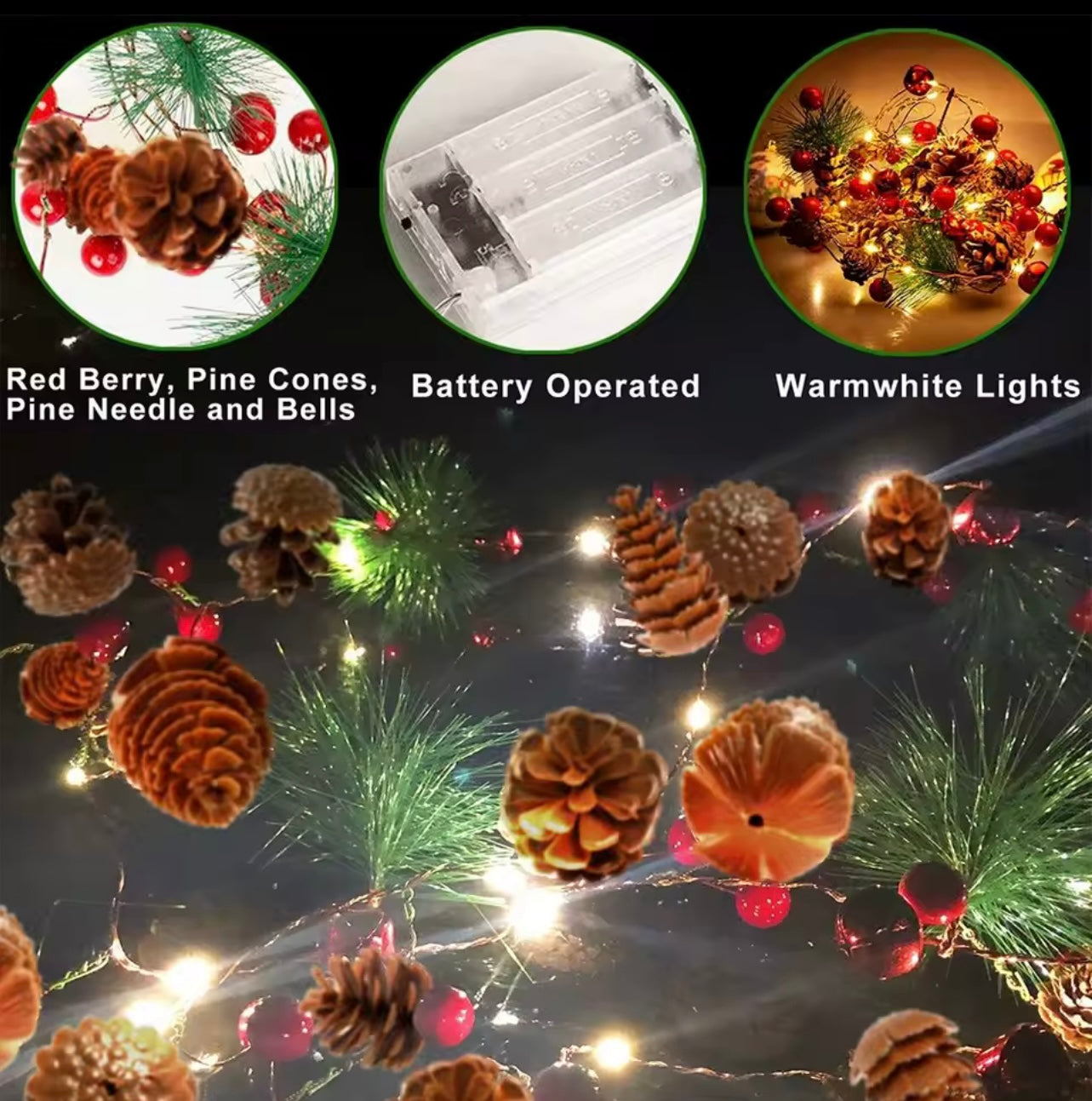 Pinecone LED String Lights