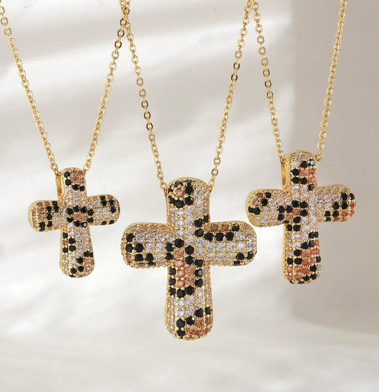 Leopard Print Designed Cross
