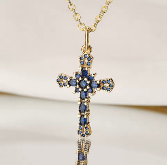 Royal Blue Cross Necklace